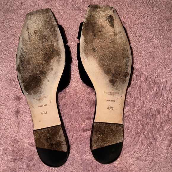 Saint Laurent Tribute Leather Mules Slides Sandals EU 40.5 - Picture 5 of 12